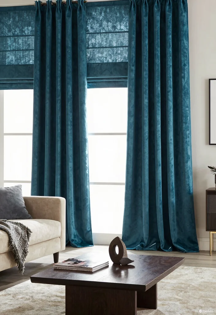 17 Roman Curtains Living Room Ideas Classic Clean Style - 4. Textured Fabrics for Depth 1
