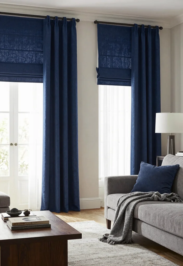 17 Roman Curtains Living Room Ideas Classic Clean Style - 9. Curtain Layering Techniques 1