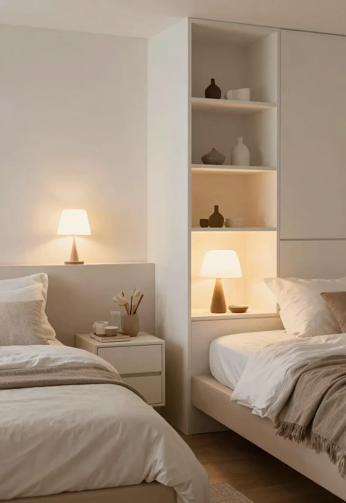 17 Shared Bedroom Ideas for Adults: Stylish Functional Living - 8. Integrated Nightstands 1