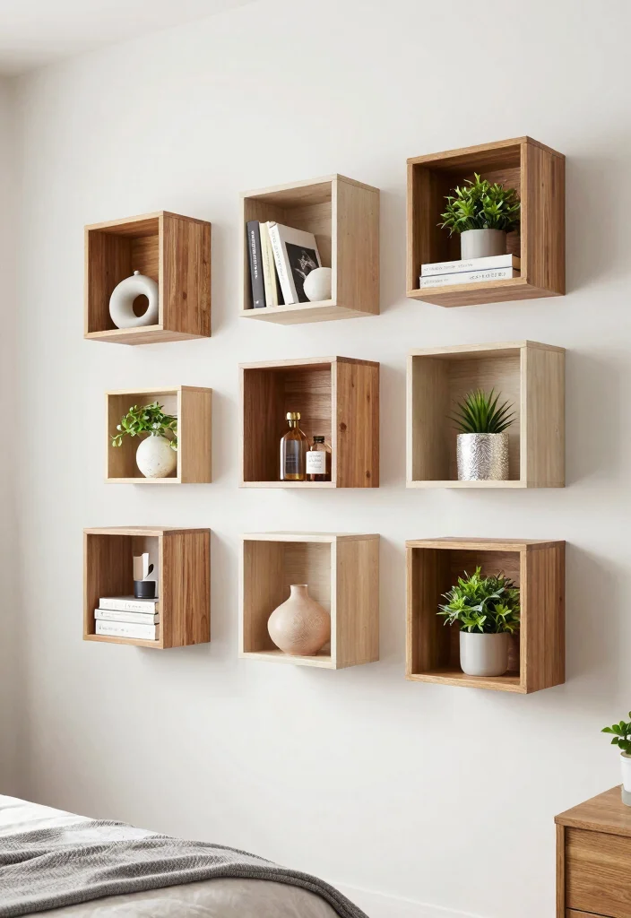 17 Shelves in Bedroom Wall Shelves Ideas Practical Style - 17. Wall-Mounted Storage Cubes 1