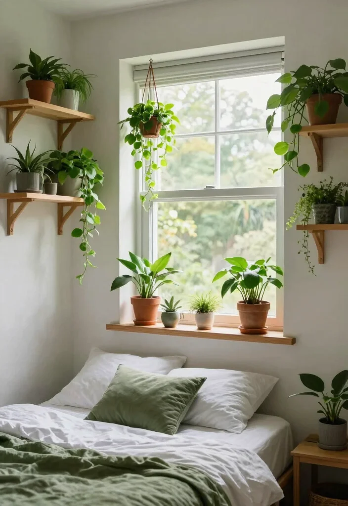 17 Small Bedroom Double Bed Ideas: Comfortable Compact Layouts - 12. Incorporating Plants 1