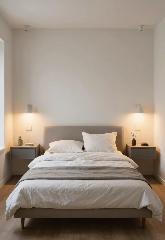 17 Small Bedroom Double Bed Ideas: Comfortable Compact Layouts - 8. Wall-Mounted Bedside Tables 1