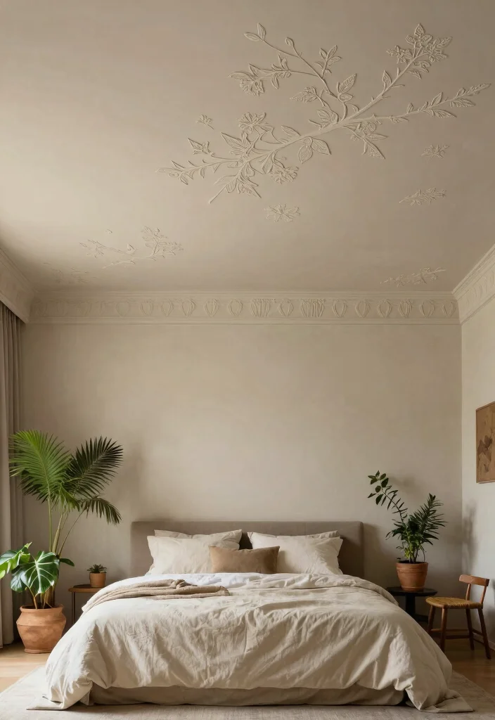 18 Bedroom Gypsum Ceiling Design Ideas for a Modern Finish 12 18 Bedroom Gypsum Ceiling Design Ideas for a Modern Finish - 12. Nature-Inspired Designs 1