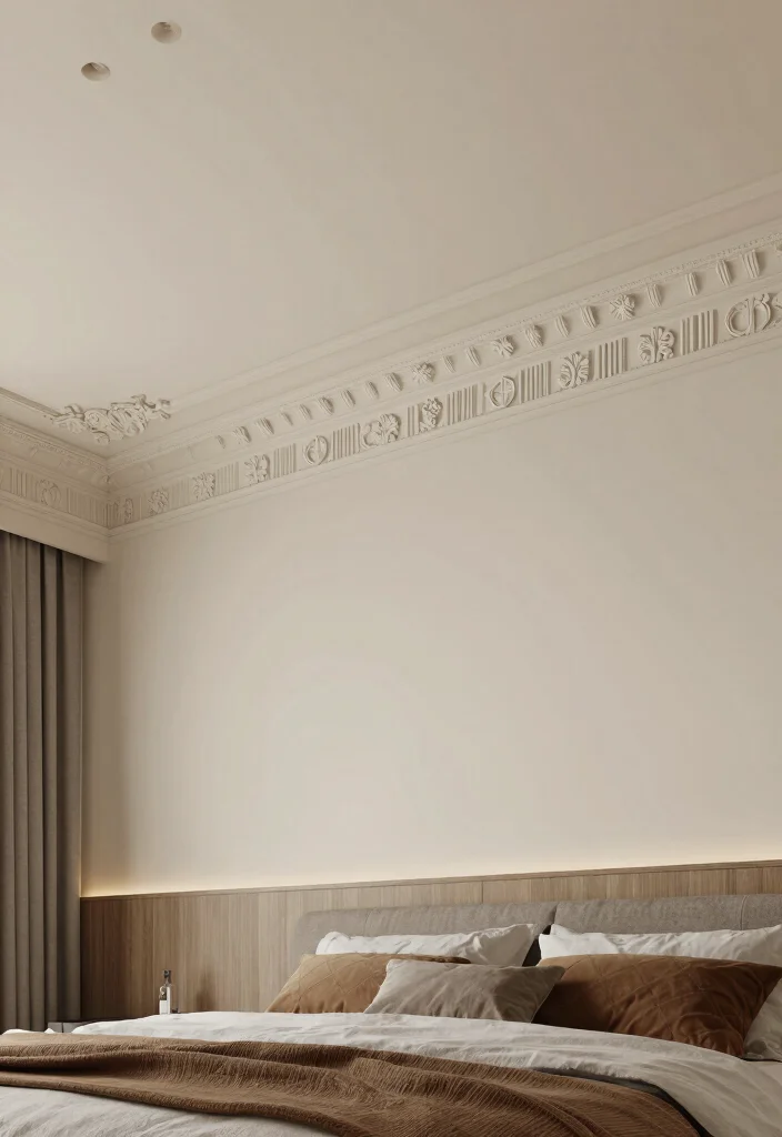 18 Bedroom Gypsum Ceiling Design Ideas for a Modern Finish 6 18 Bedroom Gypsum Ceiling Design Ideas for a Modern Finish - 6. Decorative Cornices 1