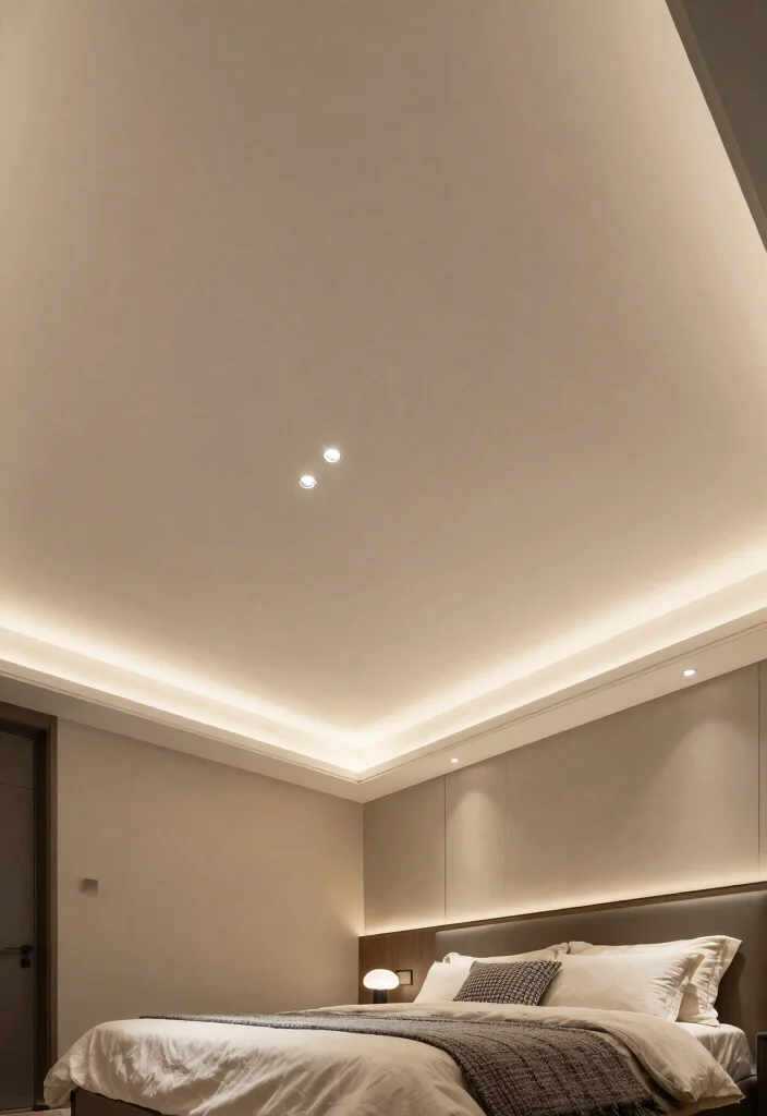 18 Bedroom Gypsum Ceiling Design Ideas for a Modern Finish 7 18 Bedroom Gypsum Ceiling Design Ideas for a Modern Finish - 7. Integrated Lighting 1