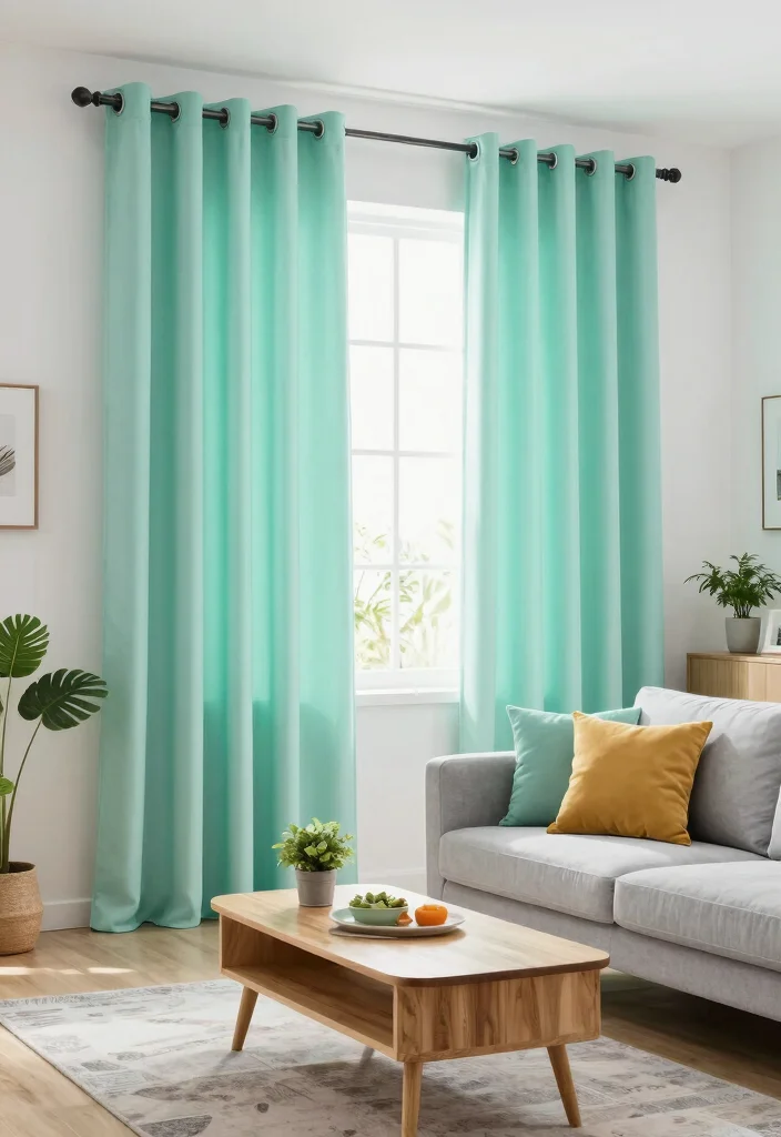 18 Curtains Living Room Colors Ideas Perfect Palette Picks - 7. Fresh Mint 1