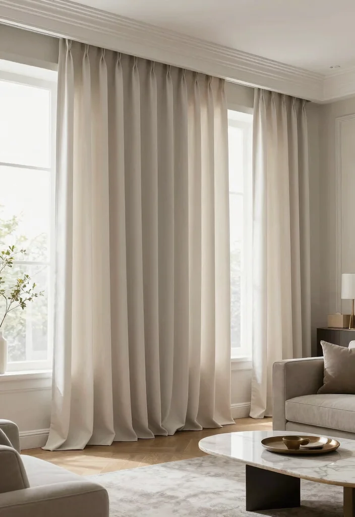 18 Double Height Living Room Wall Design Ideas Grand Impact - 8. Elegant Curtains 1