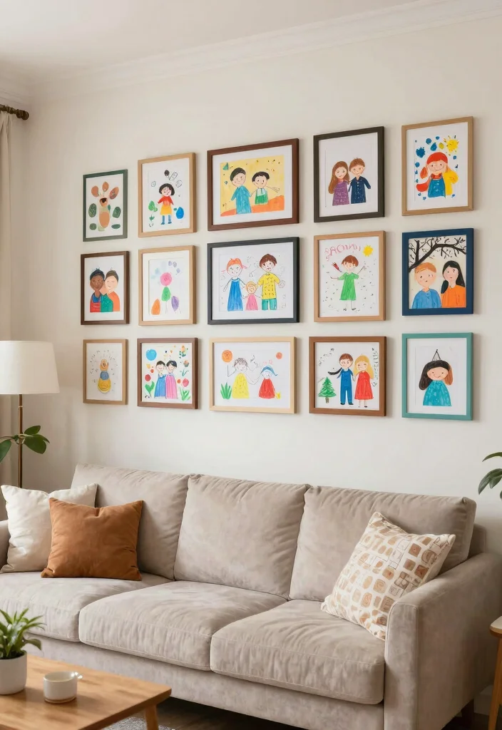 18 Gallery Walls Living Room Ideas for a Personal Artful Display 18 18 Gallery Walls Living Room Ideas for a Personal Artful Display - 18. Family Art Projects 1
