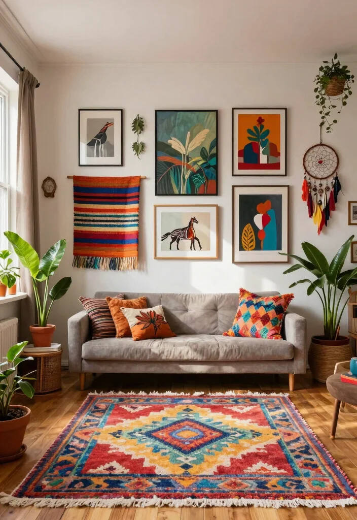 18 Gallery Walls Living Room Ideas for a Personal Artful Display 2 18 Gallery Walls Living Room Ideas for a Personal Artful Display - 2. Bohemian Bliss 1
