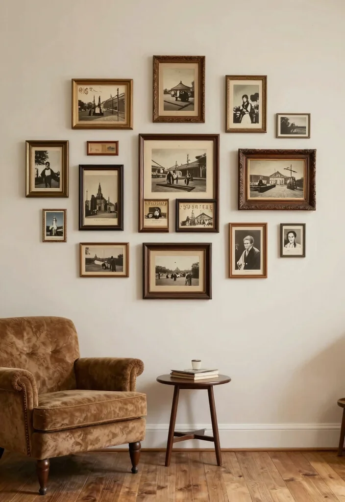 18 Gallery Walls Living Room Ideas for a Personal Artful Display 3 18 Gallery Walls Living Room Ideas for a Personal Artful Display - 3. Vintage Charm 1