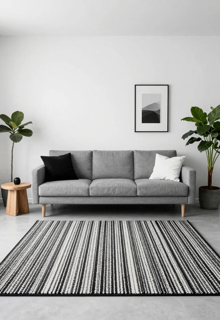 18 Ikea Rugs Living Room Ideas: Affordable Stylish Picks for Eco-Friendly Spaces - 3. Minimalist Monochrome Magic 1