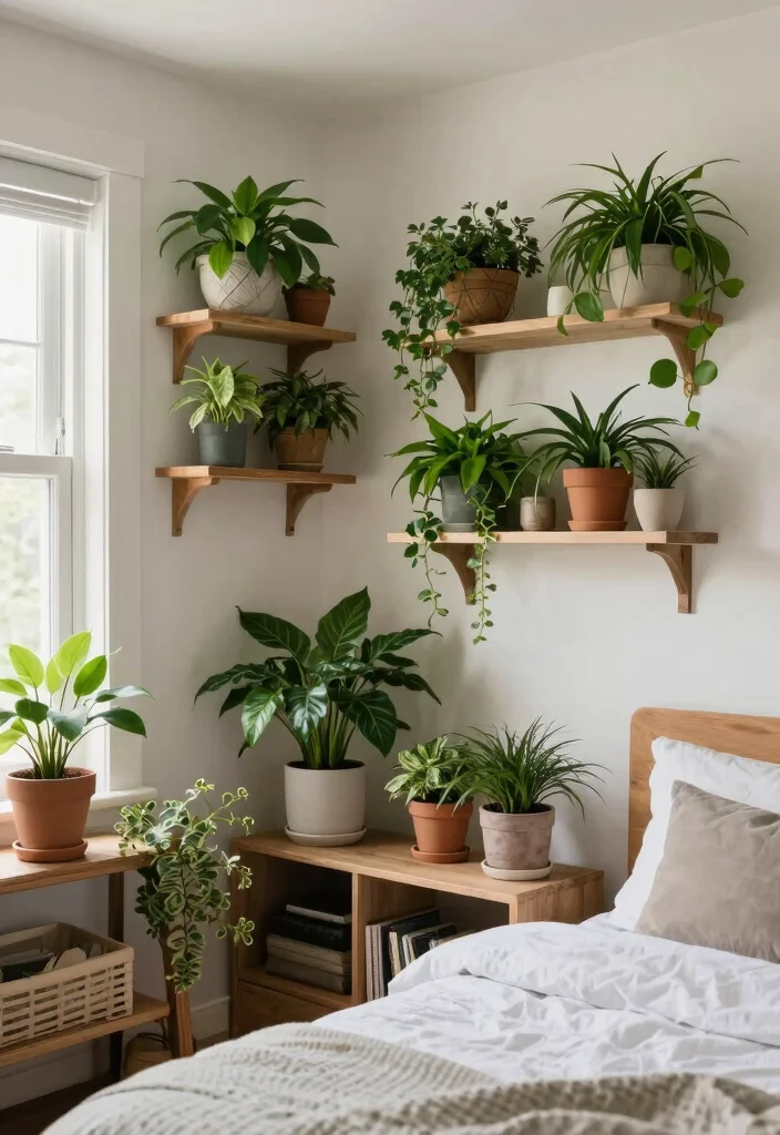 18 Lake House Bedroom Ideas: Relaxed Natural Retreat - 9. Greenery and Plants 1