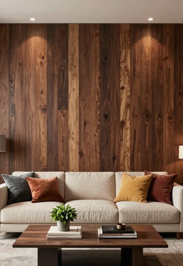 18 Living Room Wood Wall Ideas: Warm Textured Backdrop 3 18 Living Room Wood Wall Ideas: Warm Textured Backdrop - 3. Vertical Wood Planks 1