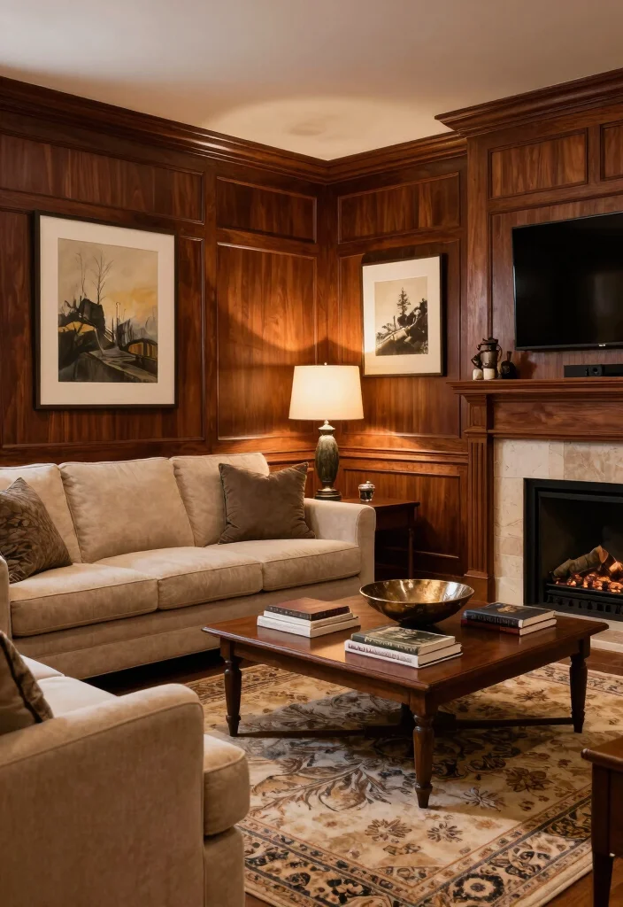 18 Living Room Wood Wall Ideas: Warm Textured Backdrop 5 18 Living Room Wood Wall Ideas: Warm Textured Backdrop - 5. Wood Paneling 1