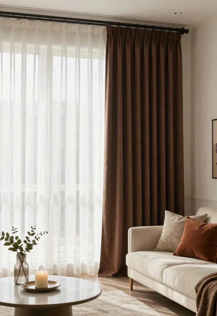 18 Wave Curtains Living Room Ideas for a Modern Flowing Look - 6. Layering Wave Curtains 1