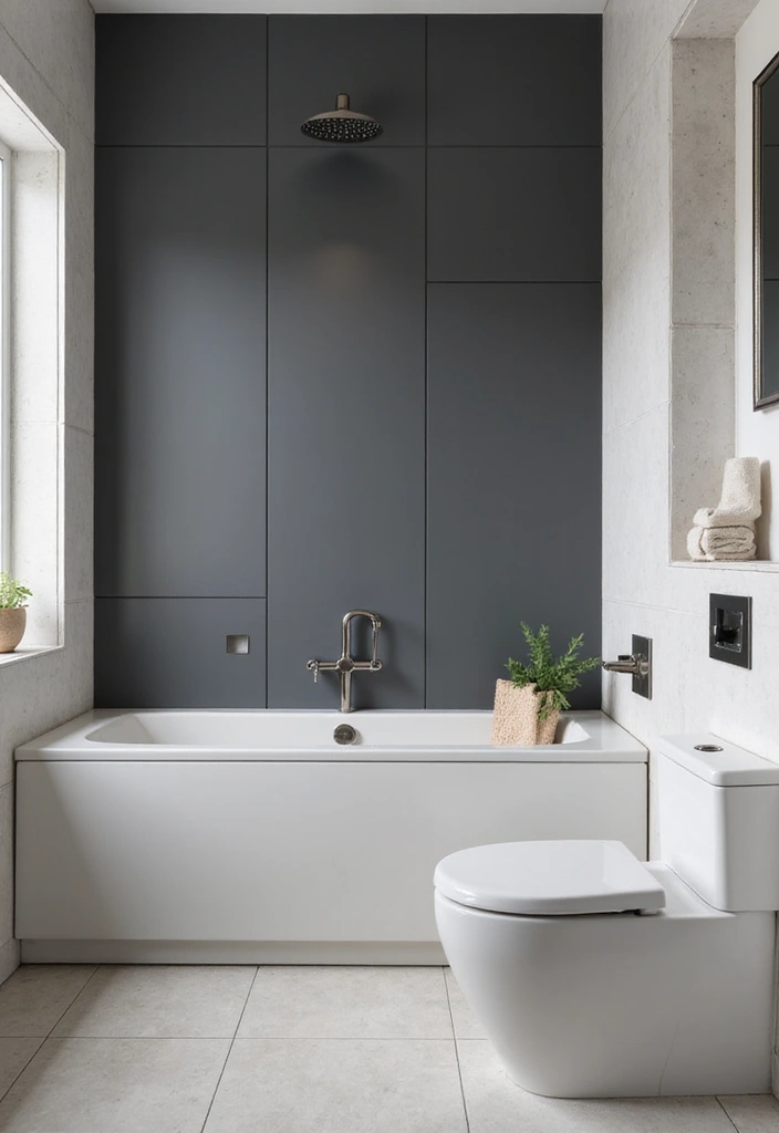 27 Bathroom Ideas Grey And White Combinations That Work - 11. Grey Accent Walls 1