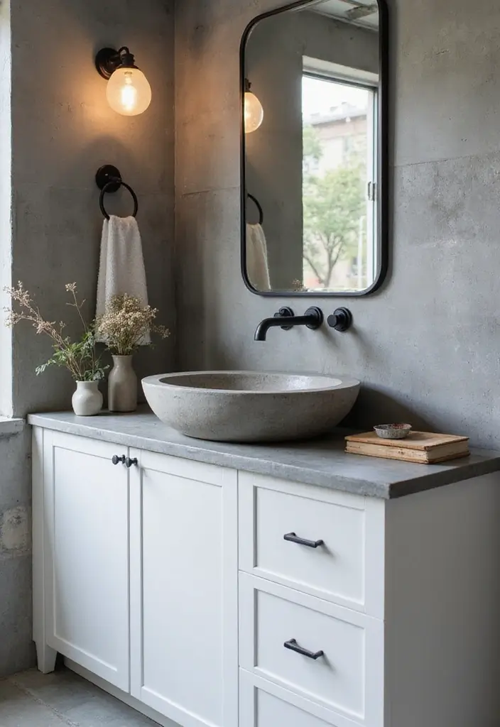 27 Bathroom Ideas Grey And White Combinations That Work - 13. Grey Concrete Surfaces 1