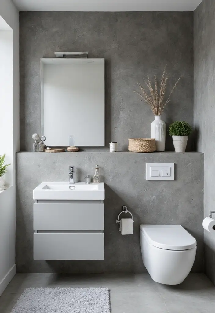 27 Bathroom Ideas Grey And White Combinations That Work - 23. Textured Grey Walls 1