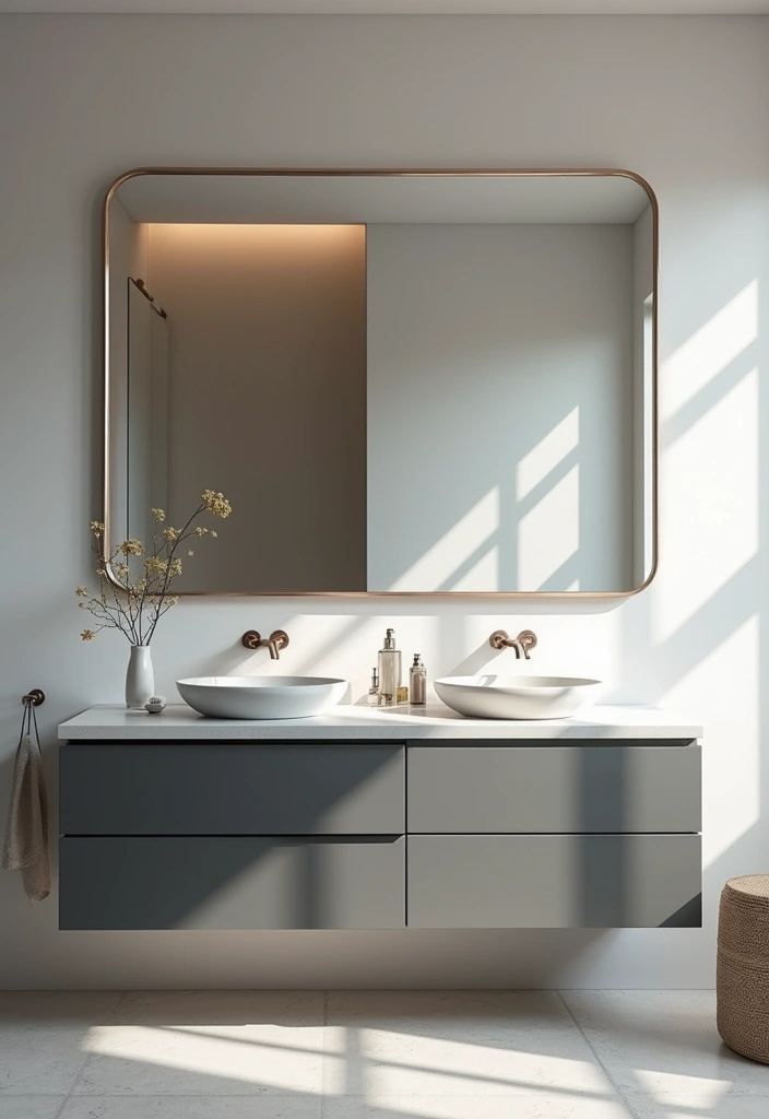 27 Bathroom Ideas Grey And White Combinations That Work - 3. Statement Mirrors 1