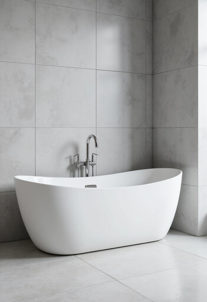 27 Bathroom Ideas Grey And White Combinations That Work - 6. Minimalist Bathtubs 1