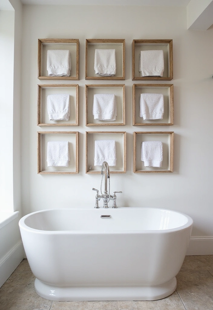 27 Bathroom Ideas Towels That Double As Decor - 20. Towel Art in Frames 1