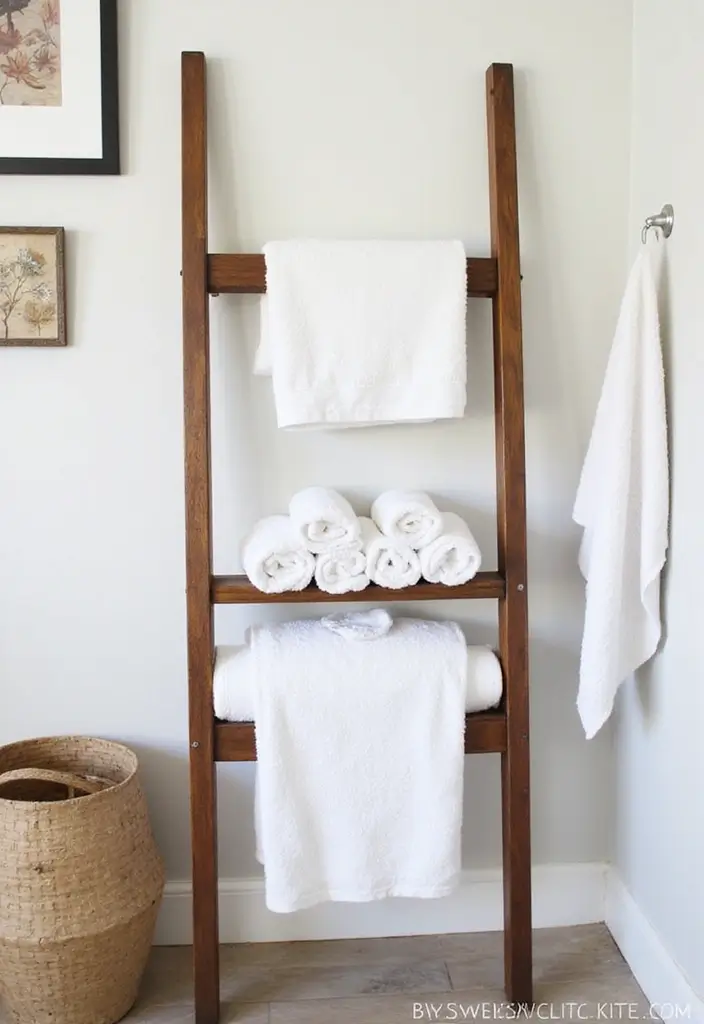 27 Bathroom Ideas Towels That Double As Decor - 21. DIY Towel Displays 1