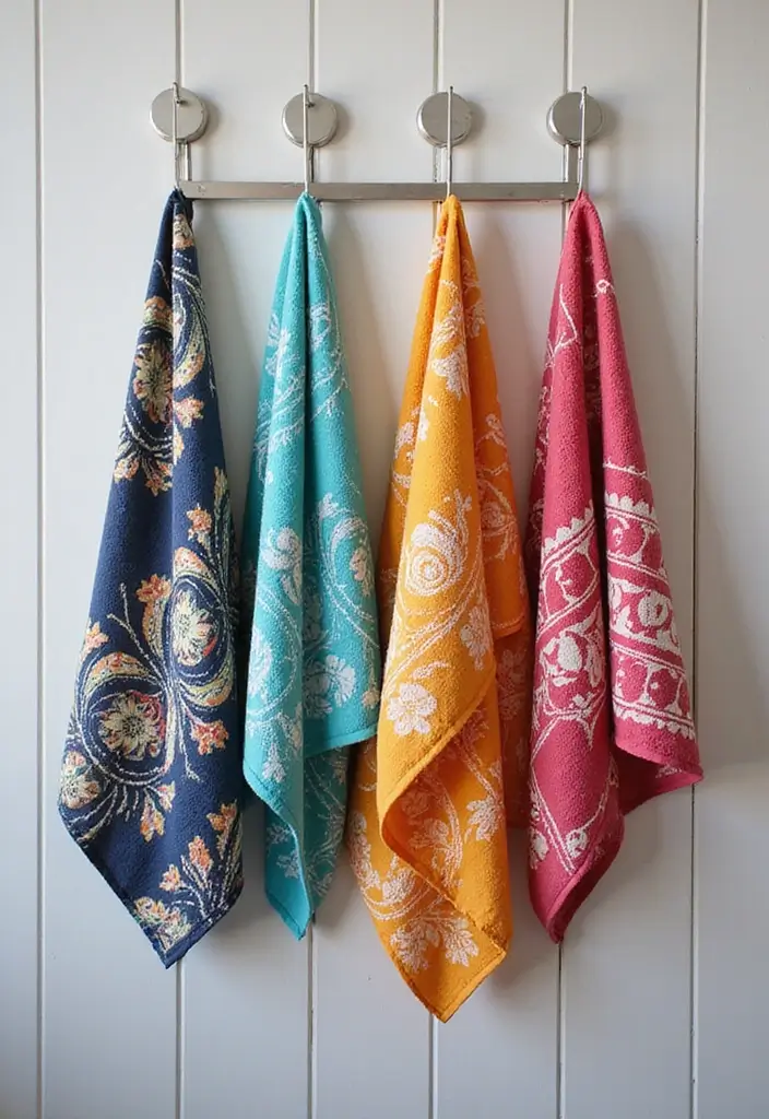 27 Bathroom Ideas Towels That Double As Decor - 3. Bold Patterned Towels 1