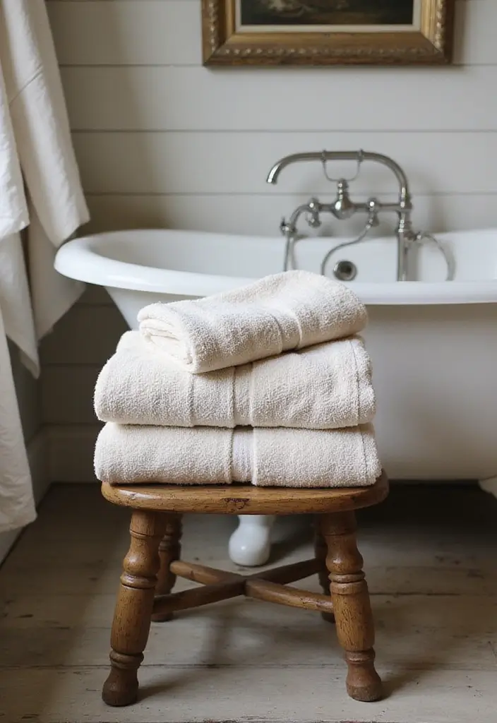27 Bathroom Ideas Towels That Double As Decor - 5. Vintage-Inspired Towels 1