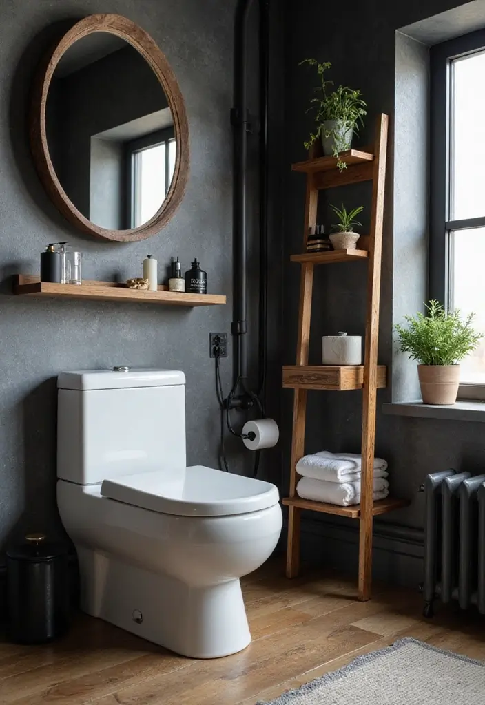 27 Black And Wood Bathroom Designs That Balance Warmth - 22. Stylish Accessories in Black and Wood 1