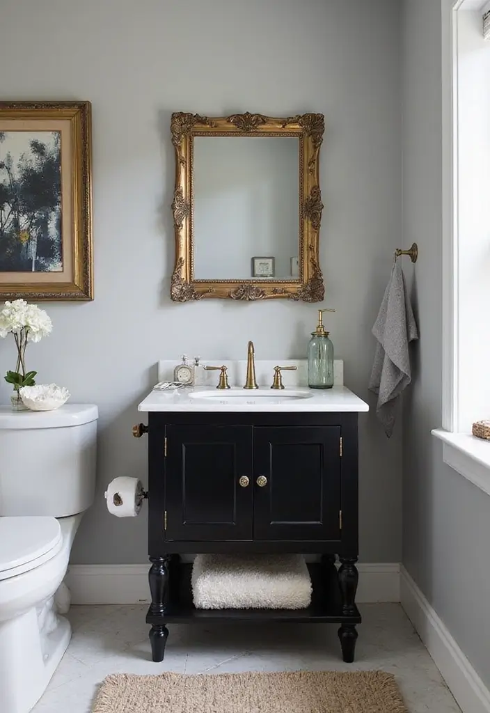 27 Colored Bathroom Vanity Ideas That Pop 43 27 Colored Bathroom Vanity Ideas That Pop - 7. Classic Black Elegance 1