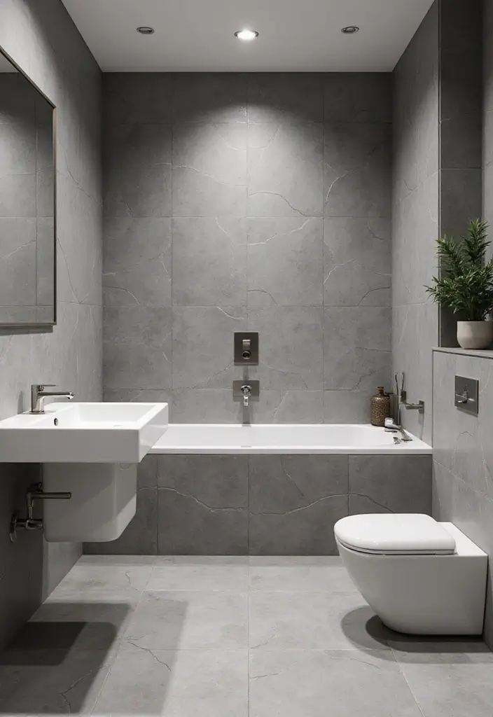 27 Gray Tile Bathroom Designs That Feel Timeless - 14. Gray Tile in Unique Shapes 1