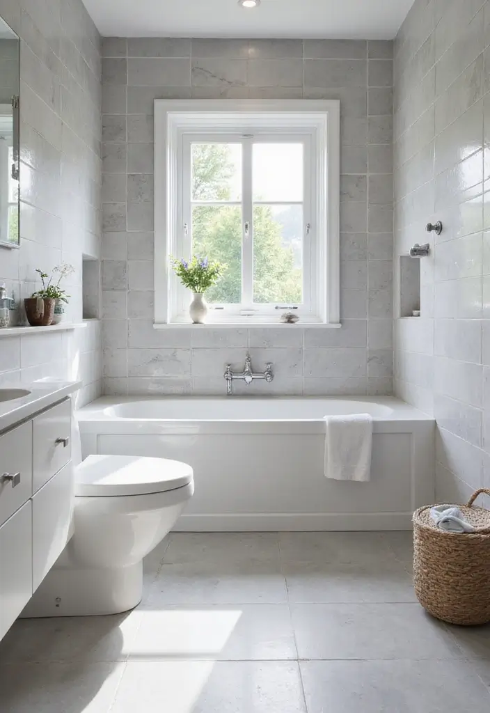 27 Gray Tile Bathroom Designs That Feel Timeless - 19. Gray Tiles in Small Spaces 1
