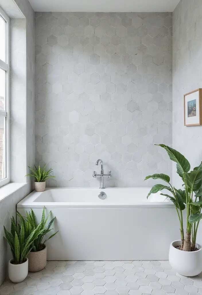 27 Gray Tile Bathroom Designs That Feel Timeless - 4. Light Gray Hex Tiles 1