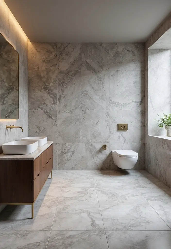 27 Gray Tile Bathroom Designs That Feel Timeless - 5. Timeless Gray Marble 1