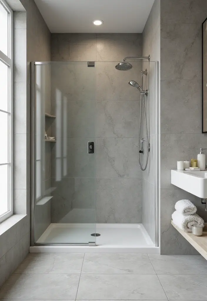 27 Grey And Cream Bathroom Ideas For Neutral Lovers - 14. Frameless Glass Shower Enclosures 1