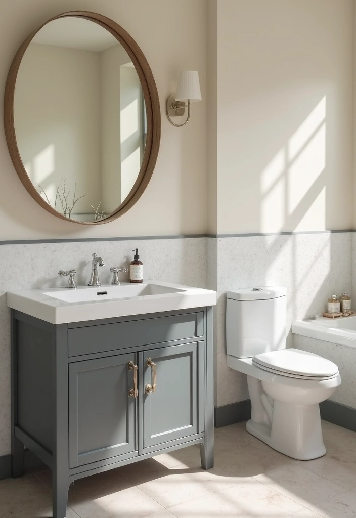 27 Grey And Cream Bathroom Ideas For Neutral Lovers - 25. Grey and Cream Contrast 1
