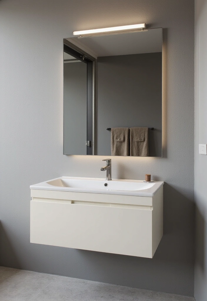 27 Grey And Cream Bathroom Ideas For Neutral Lovers - 6. Clean Lines with a Floating Vanity 1