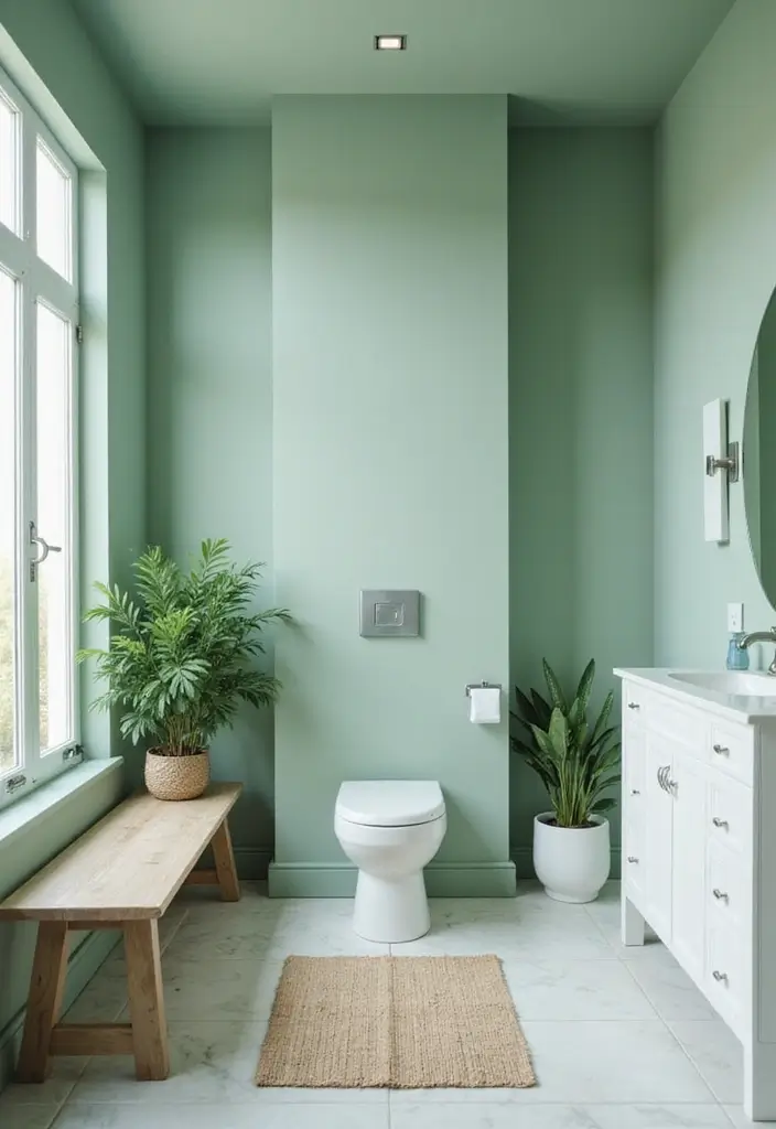 27 Jade Green Bathroom Ideas That Calm The Mind - 1. Soft Jade Green Walls 1