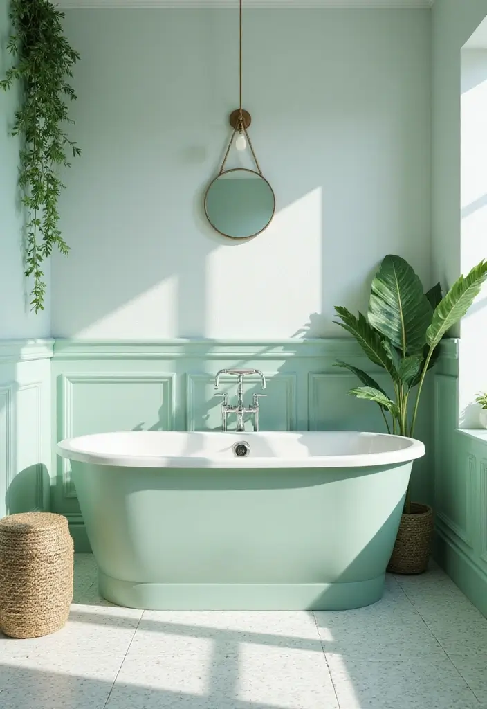 27 Jade Green Bathroom Ideas That Calm The Mind - 11. Green and White Combo 1