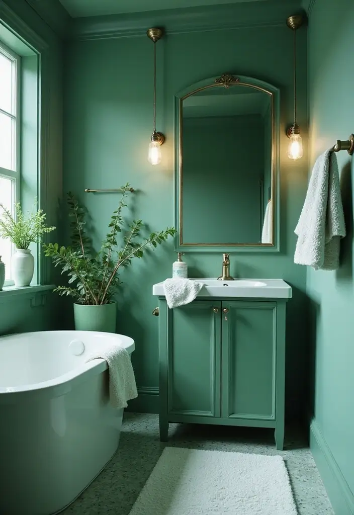 27 Jade Green Bathroom Ideas That Calm The Mind - 14. Elegant Accessories 1