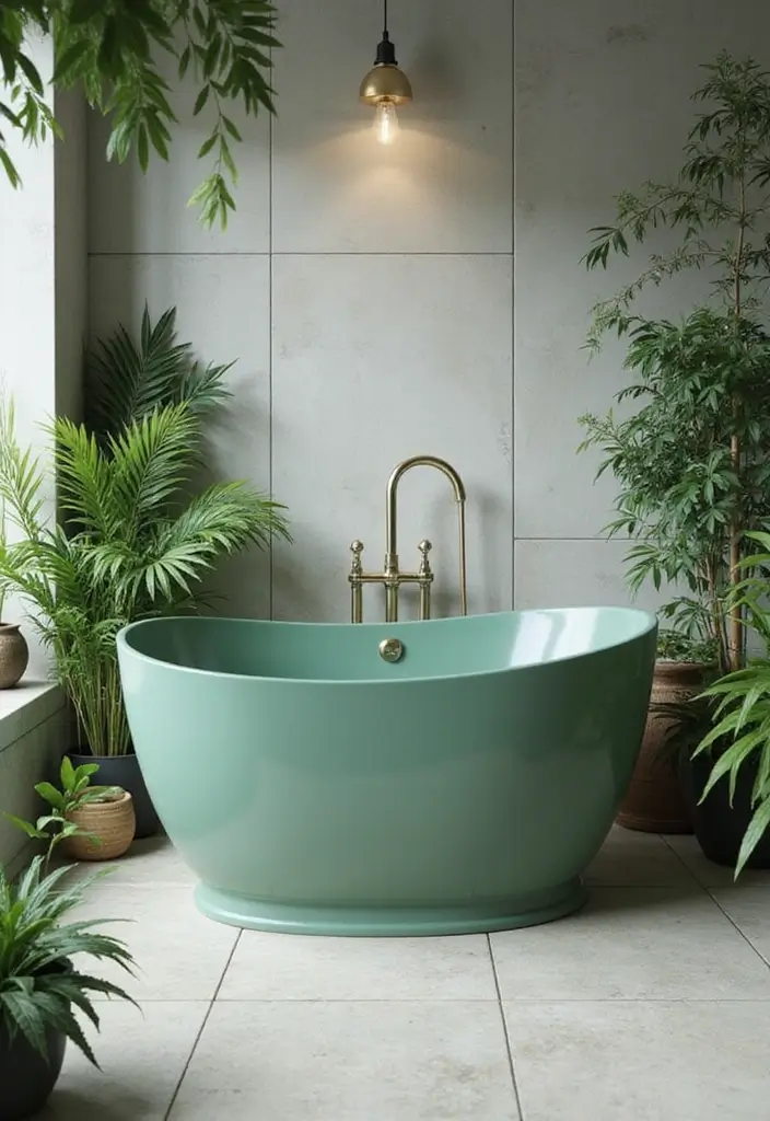 27 Jade Green Bathroom Ideas That Calm The Mind - 16. Freestanding Bathtubs 1