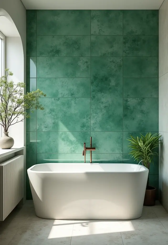 27 Jade Green Bathroom Ideas That Calm The Mind - 2. Jade Green Accent Tiles 1