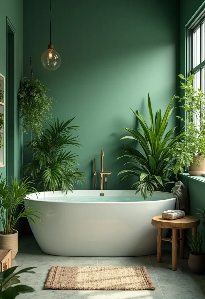27 Jade Green Bathroom Ideas That Calm The Mind - 5. Greenery for Calm 1