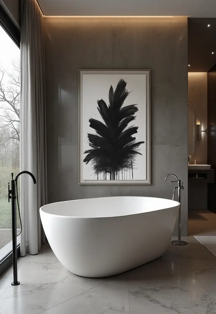 27 Modern Bathroom Black Design Trends For 2024 - 11. Black Artwork 1