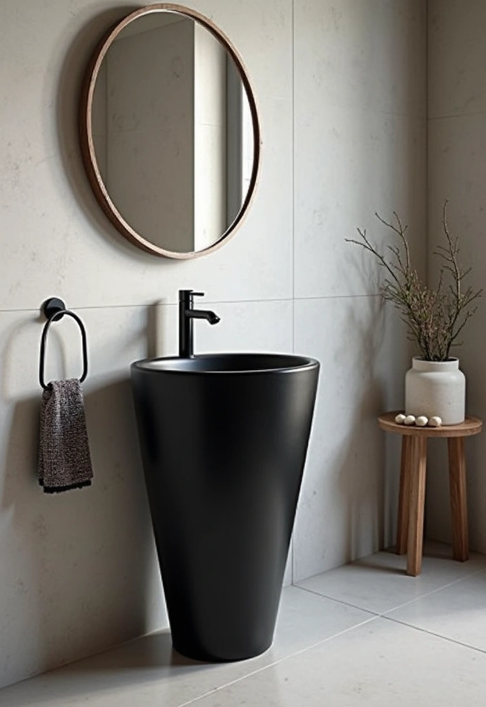 27 Modern Bathroom Black Design Trends For 2024 - 12. Black Freestanding Sinks 1