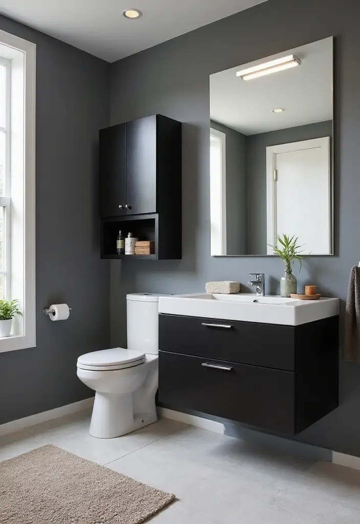 27 Modern Bathroom Black Design Trends For 2024 - 23. Black Storage Solutions 1