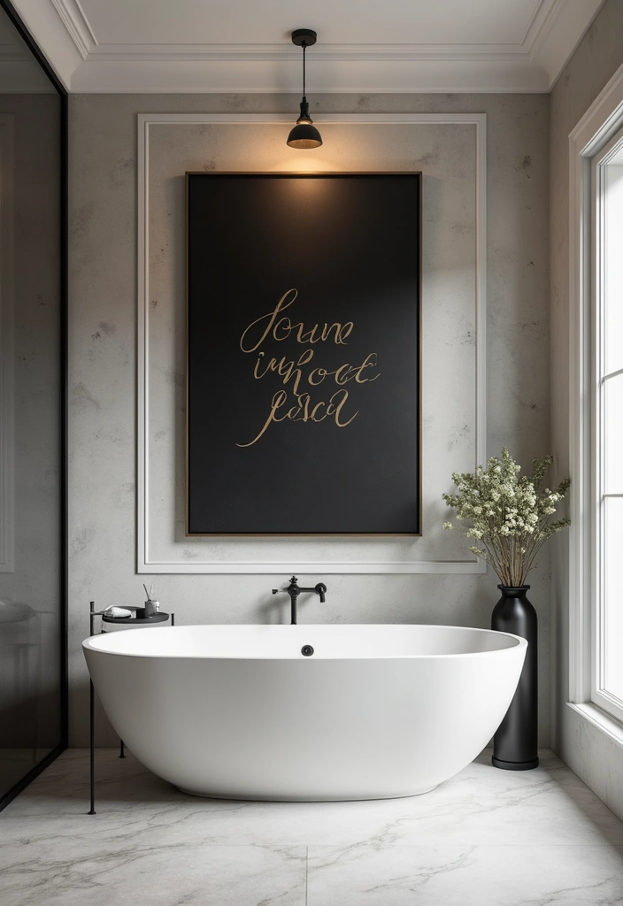 27 Modern Bathroom Black Design Trends For 2024 - 26. Black Wall Art 1