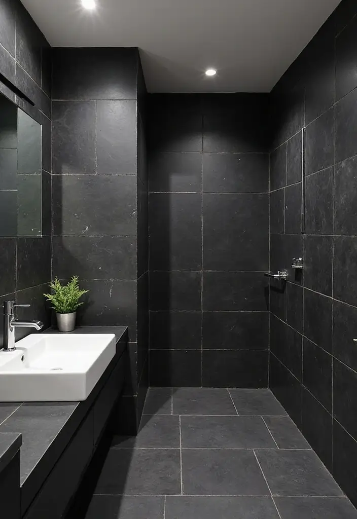 27 Modern Bathroom Black Design Trends For 2024 - 3. Statement Black Tiles 1