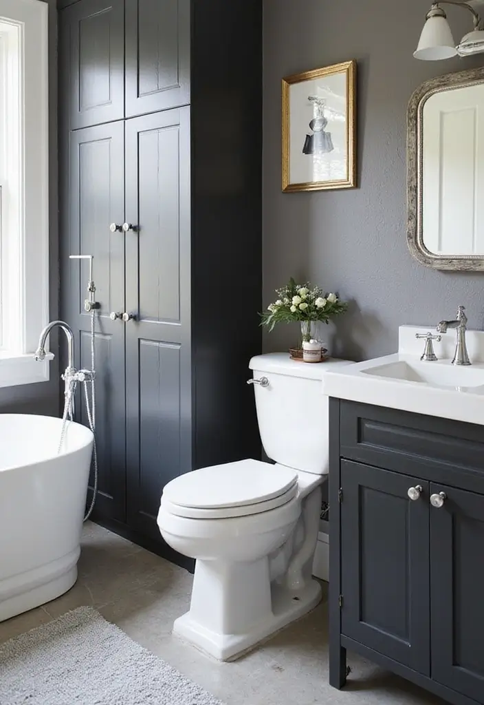27 Modern Bathroom Black Design Trends For 2024 - 5. Black and White Contrast 1
