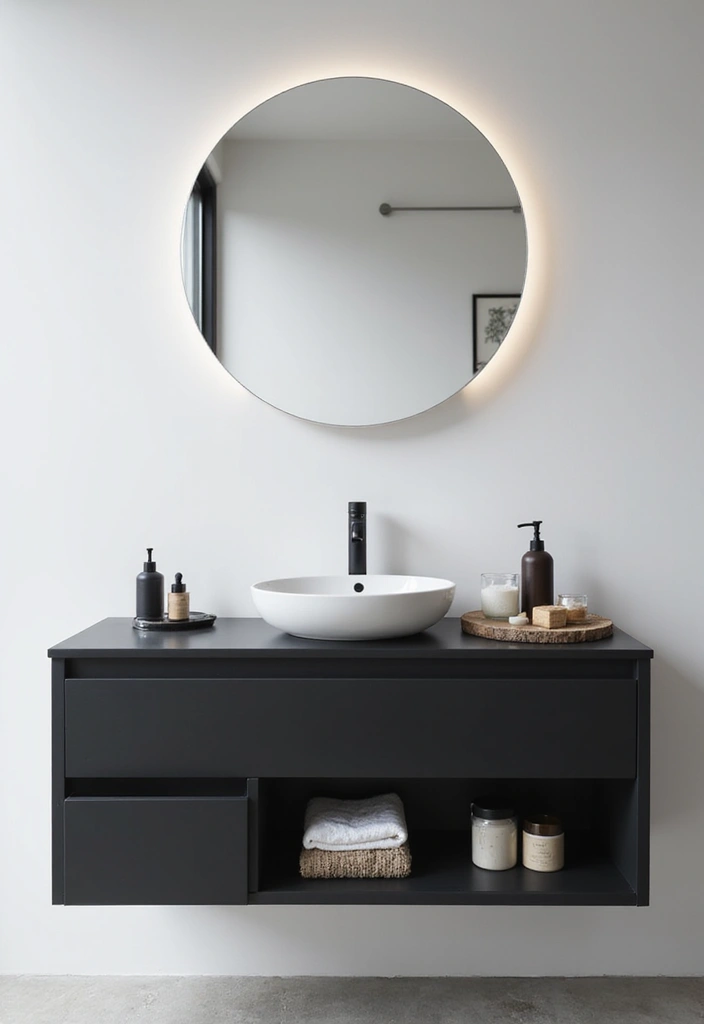 27 Modern Bathroom Design Black And Sleek - 5. Floating Vanities 1